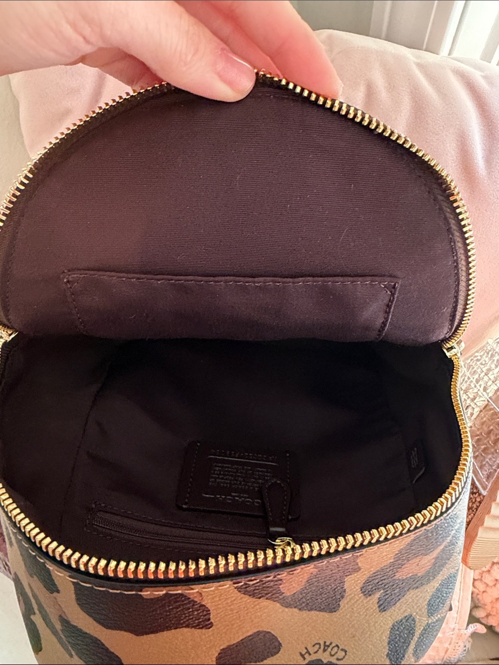 Coach Mini Backpack in Brown Signature Canvas with Gold Accents - Picture 8 of 9